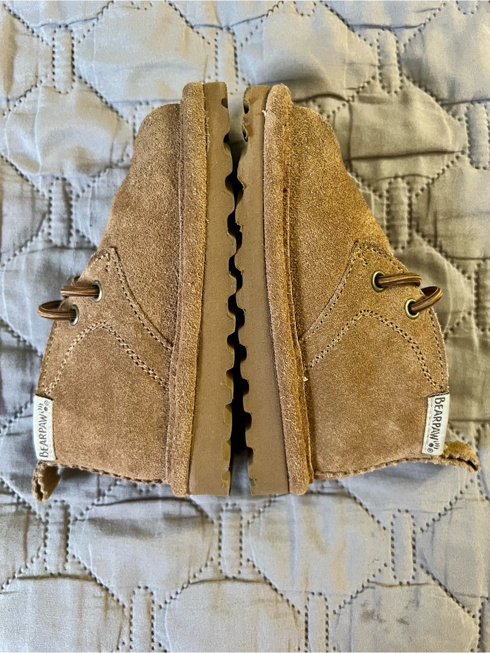 BearPaw Kids Tan Suede Lace-Up Moccasin Boots